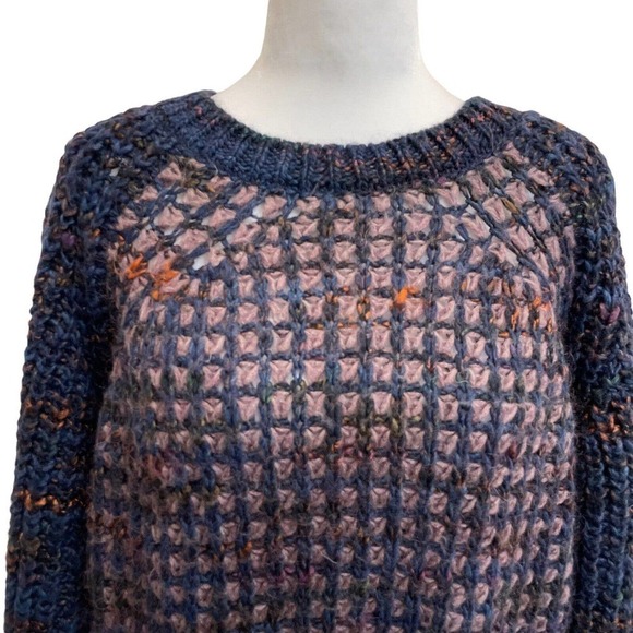 Anthropologie Moth Italy Wool Blend Melange Knit Cropped Pullover Sweater - Picture 3 of 13